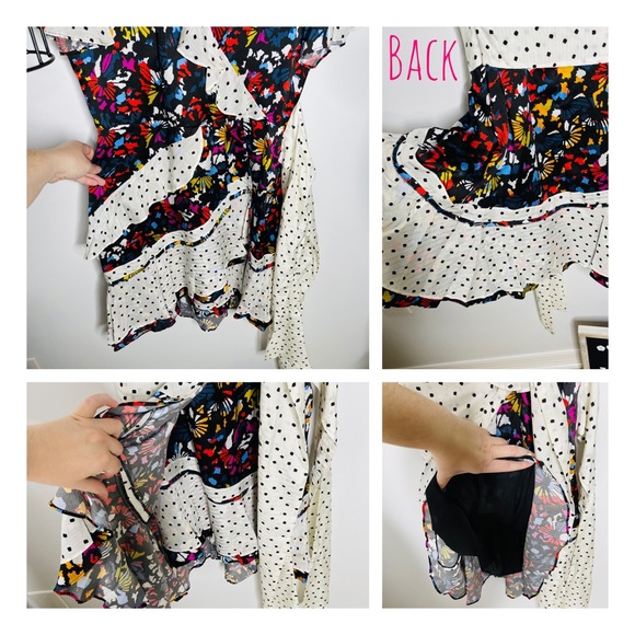 NWT Tanya Taylor - Bianka Mixed Print Wrap Mini Dress 6 - Picture 5 of 12